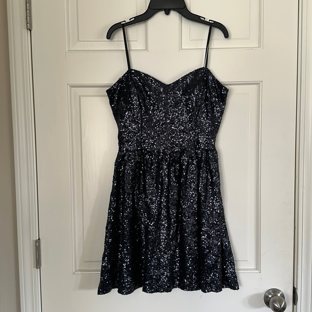 B. Darin Sequence Short Navy Dress